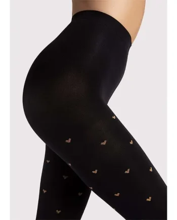 Fiore Copper Love Heart Patterned Tights