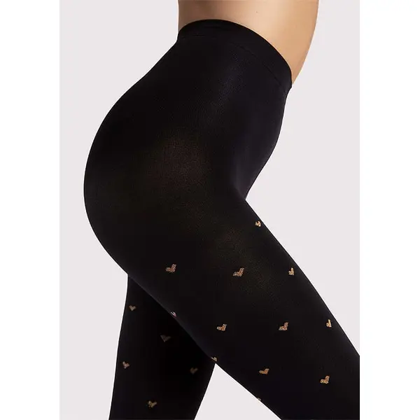 Fiore Copper Love Heart Patterned Tights