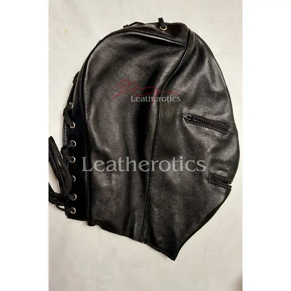 Full Grain Leather Hood with Zips