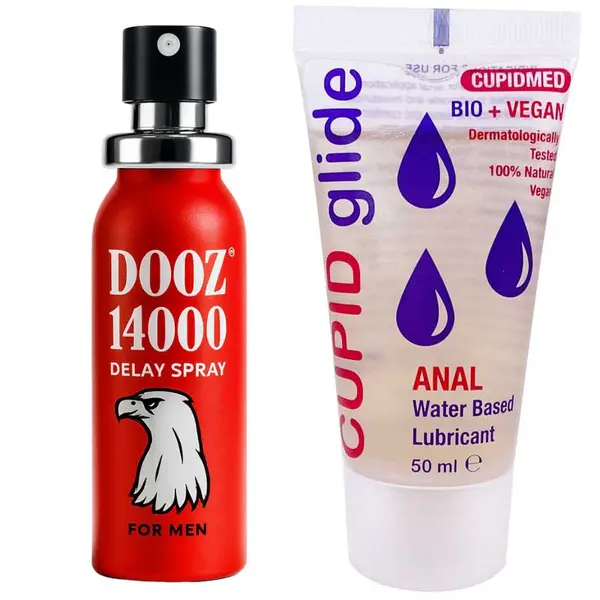 DOOZ 14000 Delay Spray & Cupid Glide Bio Anal 50ml Combo