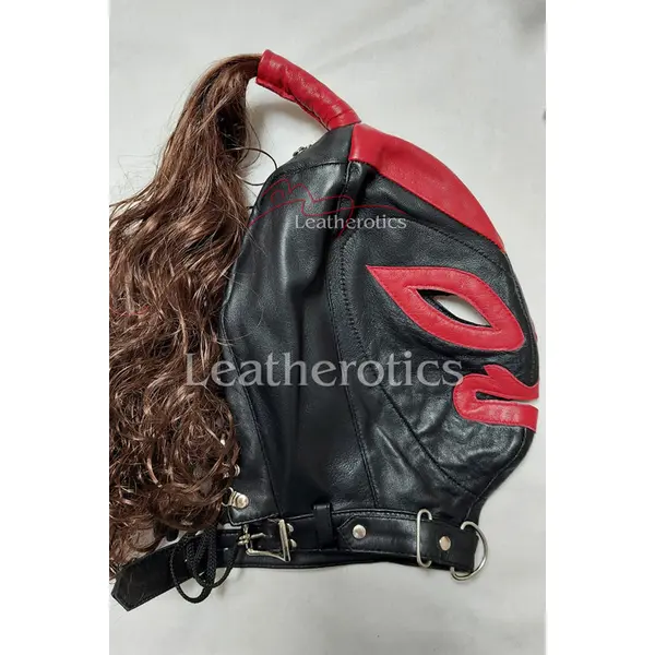 Red Black Bdsm Leather Slave Mask