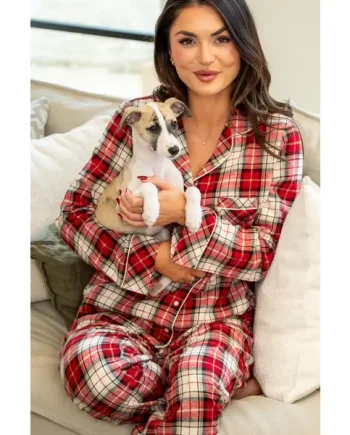 Cosy Check Brushed Cotton Pyjama Gift Set - Red/Cream