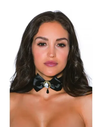Shirley of Hollywood 970 Choker Ribbon Bow Cameo Black