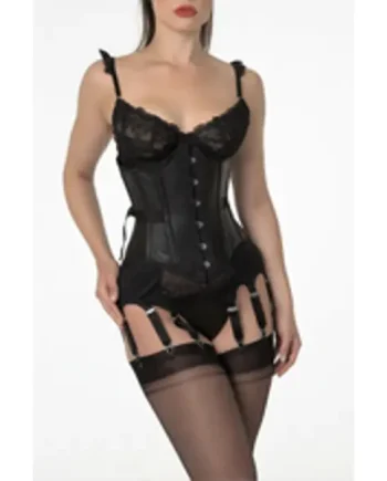 Black Leather Under Bust Corset 1812-Fan