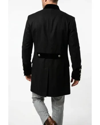Black Cotton Gothic Steampunk Vintage Dress Coat Pirate Miltary Top SPVL