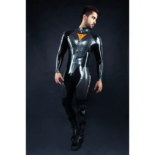 Latex Mens R-100X Motorcycle Racing Rubber Catsuit