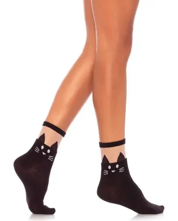 Leg Avenue Black Cat Opaque Anklets