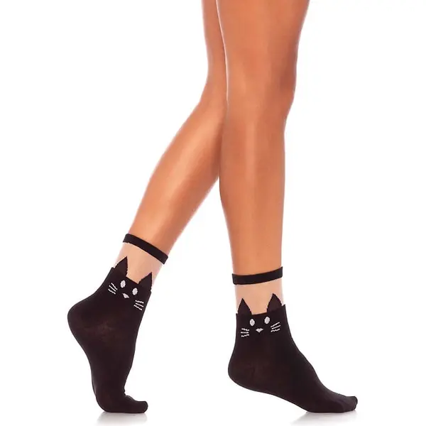 Leg Avenue Black Cat Opaque Anklets