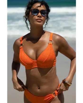 Algarve Textured Non-Padded Underwired Bikini Top - Orange